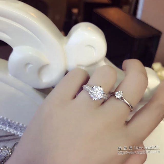Tiffany純銀飾品 蒂芙尼女士專櫃爆款六爪奢侈雙排鑽戒指  zgt1738